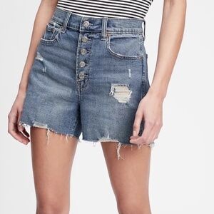 Gap High-Rise Button Fly Destructed 3.5" Denim Shorts, 14